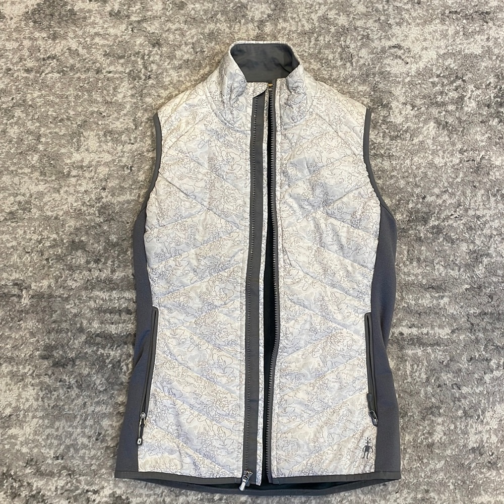 Smartwool Vest, Floral Cream and Gray